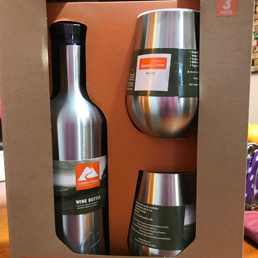 Ozark Trail 25oz SS Wine Bottle & Glass Set